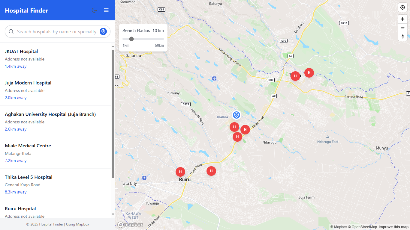 Hospital Locator using Mapbox